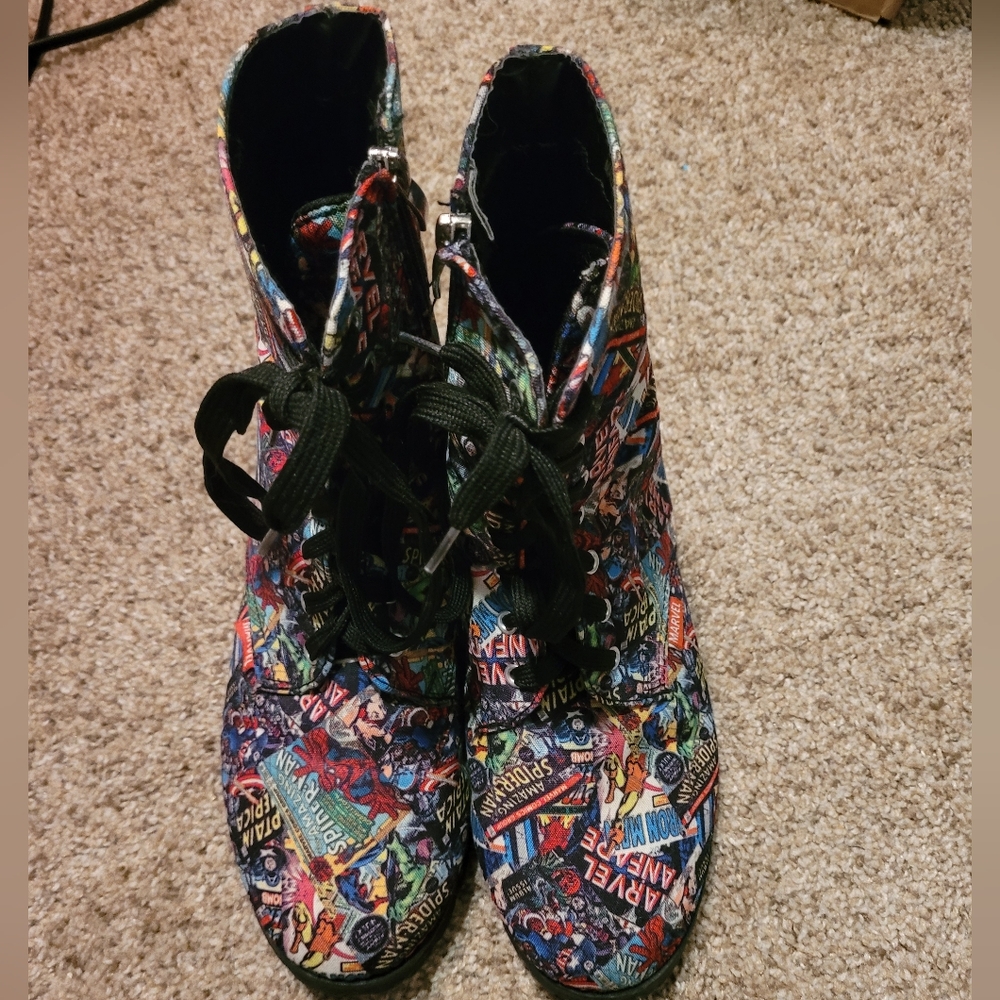 Colorful Marvel Comic Print Boots